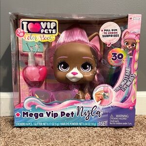 Mega VIP Pet Nyla - Pink-Accented Brown Plush Fashion Doll